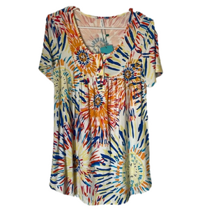 POPYOUNG Tie Dye Relax Fit Tunic Top, Women’s M, Multicolor